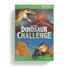 the dinosaur challenge game is on display in front of a white background with an image of a