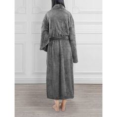 Made of a fluffy sherpa to give a cozy feel, their robe is super soft, lightweight, yet warm at the same time. Comes with a waist strap so you can adjust for perfect fit and 2 side pockets to keep all your essentials! The robe is constructed with 260 GSM of high-quality microfiber polyester that is soft to touch, easy to care for, and lightweight at the same time. Everly Quinn Color: Gray, Size: L/XL | Everly Quinn Lamartine Fleece Female Mid-Calf Bathrobe w / Pockets 48.8 H x 50.0 W in Polyeste Cozy Winter Robe For Overnight, Cozy Winter Overnight Robe, Cozy Solid Color Winter Sleepwear, Winter Loungewear Robe With Relaxed Fit, Relaxed Fit Winter Robe For Loungewear, Winter Relaxed Fit Loungewear Robe, Cozy Super Soft Long-sleeved Robe, Cozy Sleep Robe For Fall, Super Soft Cozy Robe With Long Sleeves