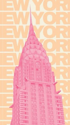 a very tall building with the words new york on it's front and side