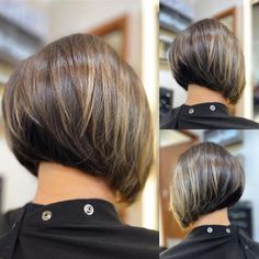 Thick Hair Polished Concave Bob Haircut Medium Stacked Haircuts, Long Inverted Bob, Concave Bob Hairstyles, Inverted Bob Haircut, Concave Bob, Inverted Bob Haircuts, Bob Haircut Ideas, Stacked Haircuts