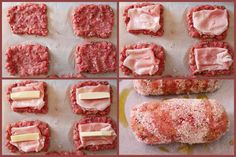 the process of making hamburger patties is shown here