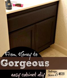 a bathroom vanity with the words from disney to gorgeous easy cabinet diy