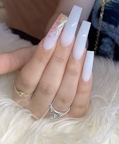 @TRUUBEAUTYS💧 Milky White Nails Acrylic, White Nails Acrylic, Milky White Nails, Milky Nails, Her Nails