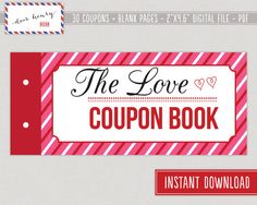 Love Coupons, Valentine's Day Coupon Book, Romantic Printable, Last Minute Gift or Present for Wife, Diy Christmas Gifts For Boyfriend, Romantic Birthday Gifts, Diy Gifts For Girlfriend, Romantic Gifts For Wife, Presents For Wife, Romantic Birthday, Diy Gifts For Boyfriend