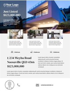 a flyer for a real estate in the hills, with an image of a modern house