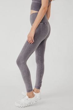 Perfect for light activity and everyday wear, these seamless leggings feature a second-skin soft fit that stretches with you as you move in a high-rise silhouette. Description: High rise waistband - made to be worn above the hips Breathable - lightweight and comfortable Compression fabric- sleek and supportive fabric Moves-with-you stretch, beyond comfortable Perforated holes in the back for detailing Inseam 23 (for size small) Why We Love: uber comfortableFabric: 95% Cotton, 5% ElastaneCare: Ha High Rise Compressive Leggings, High Rise Tight Leggings For Yoga, Soft Touch Casual Yoga Leggings, Casual Soft Touch Leggings For Yoga, Casual Soft Touch Yoga Leggings, High Rise Compression Yoga Pants, Gray Stretch Leggings With Elastic Waistband, Soft Touch Versatile Leggings For Yoga, Versatile Soft Touch Yoga Leggings