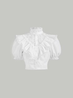 Character Inspo, Ruffle Shirt, Women Blouses, Beauty And Fashion, Mode Inspo, Really Cute Outfits, Lace Ruffle, White Outfits, Crop Shirt