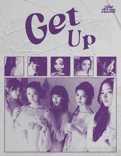 an advertisement for the girls'group get up, which is featured in purple and white