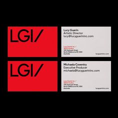 three business cards with the letters lgiv and jgv in black and red