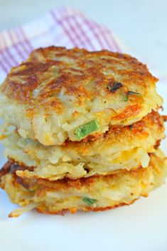 two crab cakes stacked on top of each other