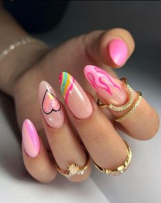 Trending Nail Art, Hottest Nail Trends, Hippie Nails, Summer Nail Art, Tie Dye Nails, February Nails, Pointed Nails, Basic Nails, Glow Nails