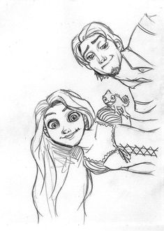 the princess and the frog are drawn in pencil