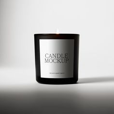 a candle with the words candle mockup on it