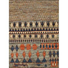 an area rug with various colors and patterns on it, including blue, red, orange and