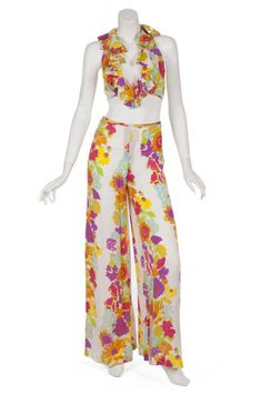 CHER THE SONNY & CHER COMEDY HOUR FLORAL ENSEMBLE BY BOB MACKIE Sonny Cher, Bob Mackie, Pants Set, Two Piece Pant Set, Two Piece, High Waisted, Floral, Pants, Trousers