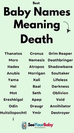 baby names and meanings for the dead