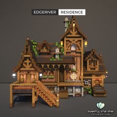 an image of a large house made out of wood and stone with the words edgeriverer residence above it