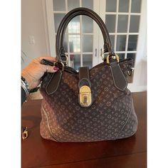 Louis Vuittonauth Louis Vuitton Brown Monogram Mini Lin Idylle Elegie Tote Bagwidth: 15.5 Inheight: 13 Indepth: 5.5 Inhandle Drop: 7.5 In Bags Louis Vuitton, Louis Vuitton Brown, Louis Vuitton Bags, Louis Vuitton Bag, Black And Brown, Bag Lady, Louis Vuitton, Monogram, Tote Bag