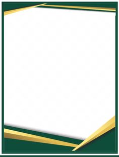 a green and gold frame with an empty white sheet in the center, on a dark green background