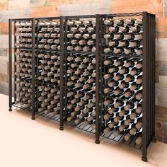 the wine rack is made out of metal