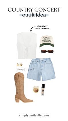 The Absolute Best Country Concert Outfits to Wear This Season - Simply Emily Elle Easy Country Concert Outfit, Beach Country Concert Outfit, Country Concert Outfit Summer, Outfit Ideas Country, Outdoor Concert Outfit