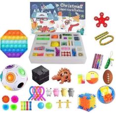 the toys are all organized and ready to be played in this christmas themed activity set