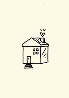 a drawing of a house with a heart above it