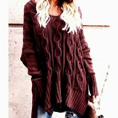 New Wine Red Oversized Cable Knit Sweater. Cozy. Boho Gypsy Western Hippie Coastal Farmhouse French Vintage Renaissance Victorian Beach Lace Christmas Yellowstone Holiday Shabby Chic Rustic Preppy Tropical Spell Anthropologie Coachella Festival Love And Lemons Free People Faux Fur Closet Details Please Read No Low-Ball Offers Shipping 1-4 Days No Exchanges Per Posh Bx34 Casual Burgundy Sweater For Fall, Burgundy Knit Sweater For Fall, Burgundy Sweater For Fall Layering, Burgundy Knit Sweater For Layering, Burgundy Knitted Sweater For Fall, Red Oversized Soft Knit Sweater, Burgundy Knit Long Sleeve Sweater, Oversized Red Sweater For Layering, Cozy Burgundy Knit Sweater