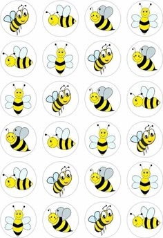 bees with different shapes and sizes on them