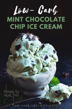 mint keto ice cream in a white bowl