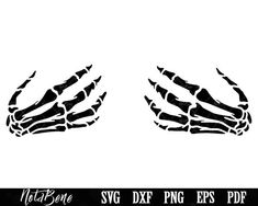 two black and white hand prints on a white background with the words, no bones svg