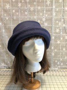 I made this beautiful fleece hat out of a rich navy anti-pill fleece and lined it with a matching color fleece for warmth and body.  It's sized to fit most adults 22-23 inches around head.  The brim can be worn up or down.  It's a very comfortable fit on my 22 1/2 inch head.  Machine wash and dry, gentle cycle. A great travel hat for any season. If you would like a different color, contact me and I'll let you know if I can make it. The last photo is black, to show you what the Rose looks like. Handmade in Oregon. Winter Blue Bucket Hat, Travel Hat, Fleece Hat, Winter Hats For Women, Winter Hat, Winter Women, Color Matching, Caps Hats, Oregon