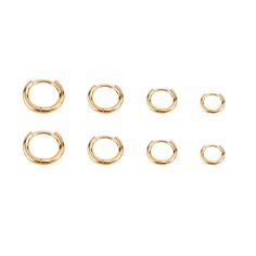 PRICES MAY VARY. Product Content: You will receive 4 pairs of small gold hoop earrings in different sizes, simple and stylish, making your look more layered and charming. Product Size: The diameters of the gold plated hoop earrings are approximately 6mm/0.24in, 8mm/0.31in, 10mm/0.39in, 12mm/0.47in respectively. Unique Design: The small hoop earrings are simple in design, fashionable and elegant. They complement each other to form a rich and multi-layered visual effect. Excellent Quality: Our car Small Gold Hoop Earrings, Small Gold Hoops, Tiny Hoop Earrings, Helix Earrings, Cartilage Earrings, Bright Color, Gold Hoop Earrings, Gold Material, Look Plus