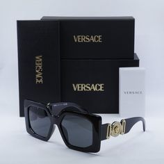 Fully Discounted. Buy Now Only, No Offers Accepted Brand Retail Price: $392 Condition: Brand New, Authentic Details Of The Sunglasses: Model: Ve4478u Gb1/87 Sunglasses Category: Sunglasses Frame Color: Black Lens Color: Dark Grey Material: Acetate Size: 55 - 17 - 140 For: Women Style: Square Polarized: No Origin: Made In Italy Uv Protection: 100% Original Packaging Included: Box, Case, Cloth Shipping: Every Business Day Every Day New Eyewear Merchandise In Stock! Follow For More, And Thank You F Eyeglasses Men, Versace Eyeglasses, Grey Sunglasses, Sunglasses Model, Versace Glasses, Sunglasses Frame, Versace Accessories, Men Eyeglasses, Grey Material