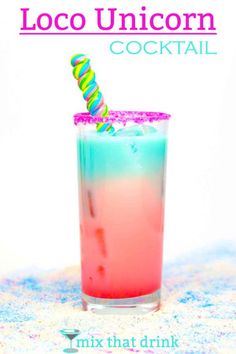 a colorful drink with a straw in it