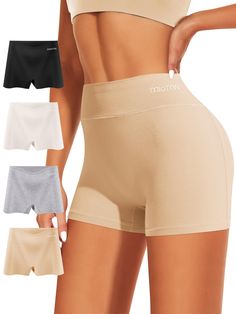 PRICES MAY VARY. MIOTAN Womens boy shorts underwear are made of high quality cotton fabric, comfortable and soft. 100% cotton crotch add more protection, breathable and Moisture wicking Double layer elastic designed waistband of our cotton boyshort underwear for women can avoid obvious waist marks on the skin, comfortable and full coverage Our high waisted boyshorts panties fit snug and supper comfy stay in place legs and waistband,no roll down, no pilling. Lengthen wide leg opening design avoid Women Boxer Briefs, Boxer Briefs For Women, Boxers For Women, Shorts Under Dress, Opening Design, Under Dress, Boxer Briefs, Boy Shorts, Double Layer