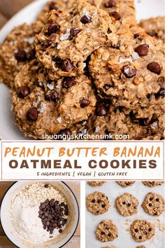 peanut butter banana oatmeal cookies collage