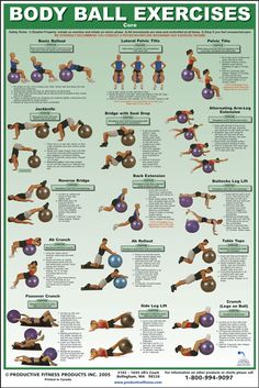 an exercise poster showing the different exercises to do with dumbbells and absorption balls