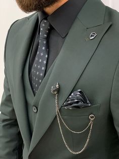 Boston Khaki Slim Fit Suit | BOJONI Peak Lapel Suit, Green Wedding Suit, Classy Suits, Pants Gift, Wedding Suits Groom, Green Suit, Fashion Suits For Men, Elegant Man, Jacket Vest