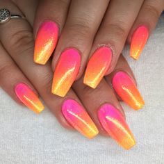 Sunset Nail Ideas, Sunset Nails Acrylic, Summer Sunset Nails, Ombre Acrylic Nails With Design, Sunset Acrylic Nails, Sunset Color Nails, Sunset Manicure, Sunset Nails Ombre, Hawaii Nails Ideas