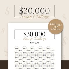 the printable $ 30, 000 savings challenge is on sale for $ 3 00