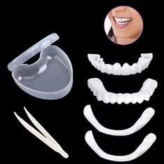 PRICES MAY VARY. Food grade material,safe to use. Used correctly,effect obvious,comfortable and painless. Ideal for Anti Molar,Orthodontic,Cosmetic Teeth. Easy to clean,reusable. Include upper teeth,lower teeth,adhesives,tweezers,heart-shaped storage box. 
Food grade material,safe to use. 
Used correctly,effect obvious,comfortable and painless. 
Ideal for Anti Molar,Orthodontic,Cosmetic Teeth. 
Easy to clean,reusable. 
Include upper teeth,lower teeth,adhesives,tweezers,heart-shaped storage box. Teeth Covers, Denture Adhesive, Orthodontic Appliances, Veneers Teeth, Fake Teeth, Smile Teeth, Dentures, White Teeth, Teeth Cleaning