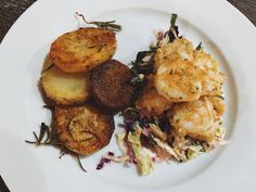 a white plate topped with different types of food