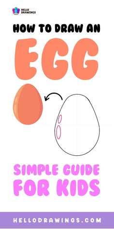 How to Draw an Egg | Simple Tutorial for Kids How To Draw Egg, Egg Shading Drawing, Egg In A Pan Drawing, Egg Cracking Drawing, Egg Dishes Drawing, Food Drawings