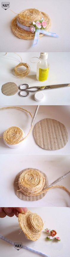 the process to make a paper plate with yarn and scissors