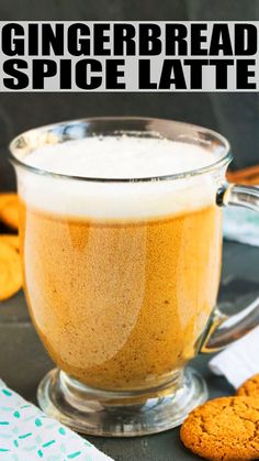 gingerbread spice latte in a glass mug