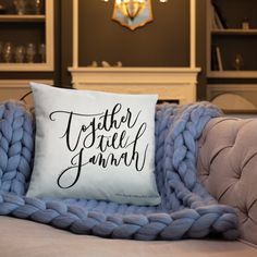 a throw pillow that says messy hour hol - de - day on it sitting on a couch