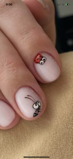 Ladybug Toe Nails, Insect Nails Art Designs, Nails With Bugs, Bugs Nail Art, Bug Nail Designs, Bug Nails Art, Khloe Nails, Wacky Nails, Bug Nail Art