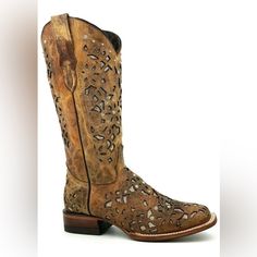 Women's Western Luminary Glitter Inlay Diamond Accents Cowgirl Tan & Brown Botas Super Nice Ladies Boots!!! You Are Buying High Quality Rodeo Genuine Leather Women Boots. Proudly Made In Mexico. Brand Reywelt Colors Tan -(072 Jennifer) And Brown -(072 Miranda) Beautiful Glitter Diamonds Condition New With Box Squared Toe Genuine Leather Leather Heel Western Style Made In Mexico If You Have A Wide Foot Please Go 1/2 Size Up All Black High Tops, Jadon Boots, Short Suede Boots, Short Rain Boots, Ladies Boots, Brown Leather Heels, Brown Loafers, Black Leather Loafers, Buckled Heels