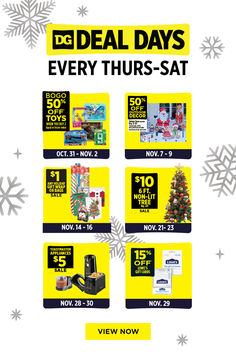 an ad for the department's holiday sale is shown in yellow and black with snowflakes